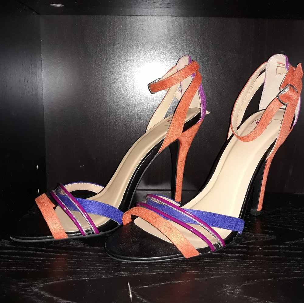 Size 10, Open Toe, Multicolored High Heel - image 1